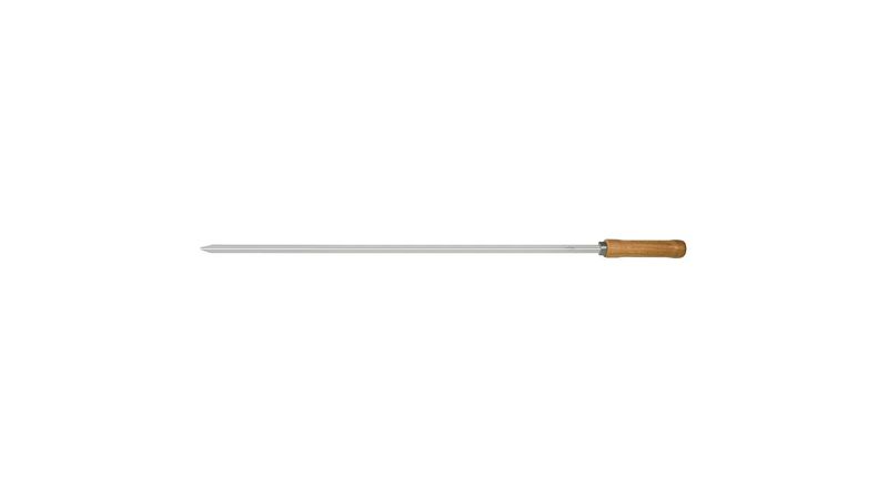 Espeto Simples 85cm Mor Churrasco Aço Cromado Cabo Madeira 