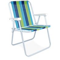 Cadeira de Praia Alta Aço Azul Verde Mor