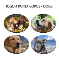 Jogo 4 Porta Copos Personalizado Dog Cachorro Redondo