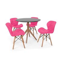 Kit Mesa de Jantar Maitê e 4 Cadeiras Eames Eiffel Slim Rosa
