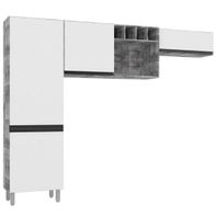 Cozinha Compacta Sem Balcão 4 Portas Ibiza Poliman Concreto Com Branco