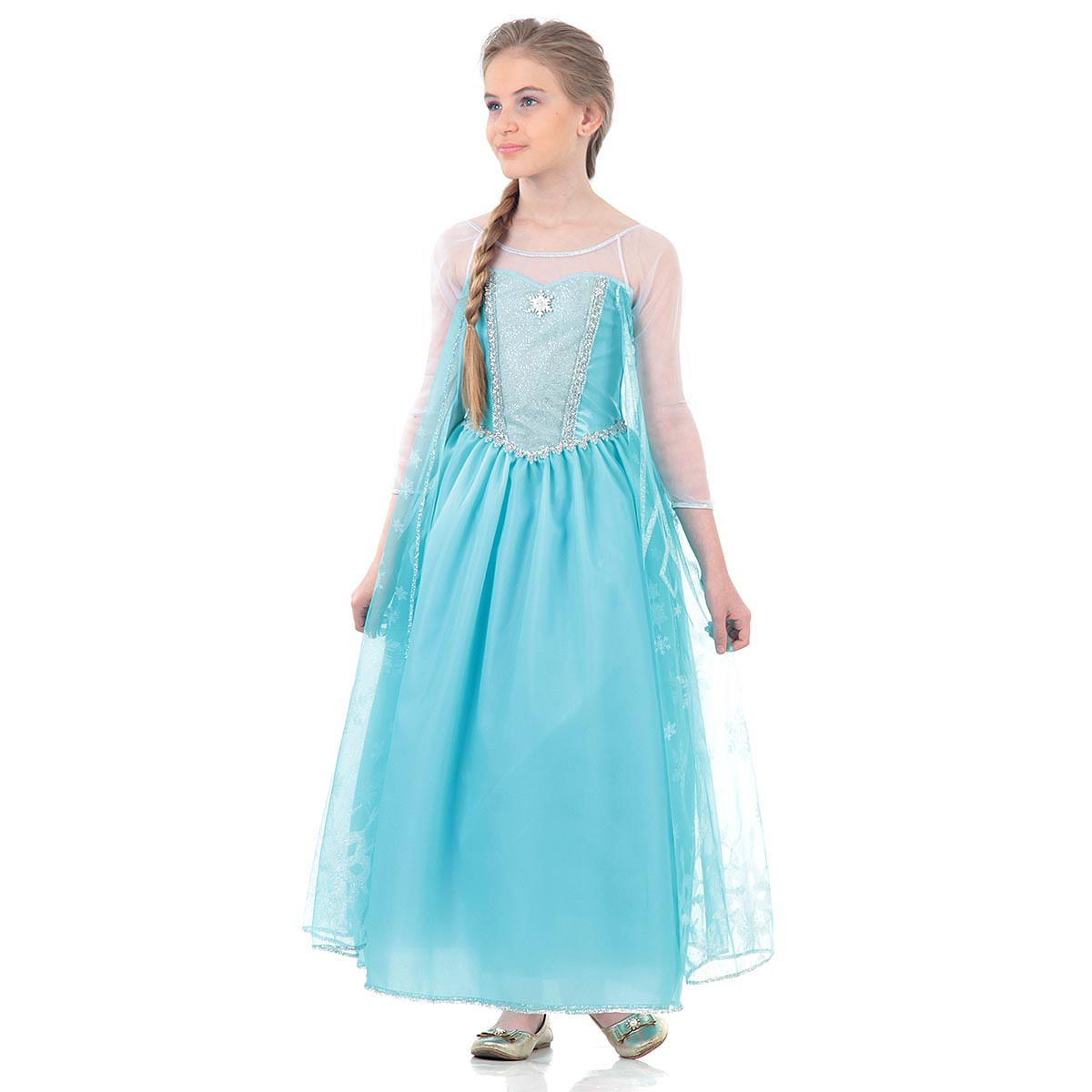 Fantasia Vestido Elsa Frozen Som e Luz com Capa