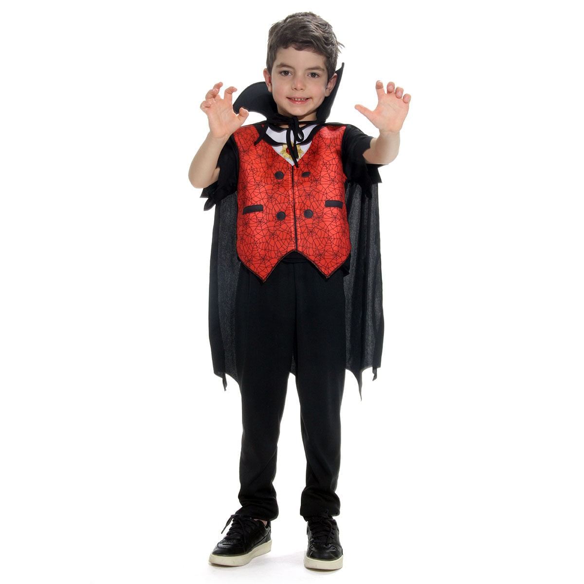 Capa Halloween Infantil Vampiro Fantasia Preta