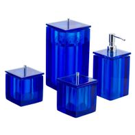 Conjunto De Potes Quadrado Azul Transparente Para Banheiros