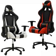 Kit2 Cadeiras Gamer Gira Reclina C/Regulagem Altura PRO-V Sport PU Preto/Branco e Vermelho Gran Belo