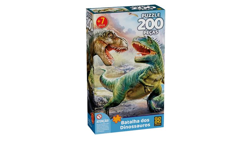 Quebra-Cabeça 200 Peças - Puzzle Batalha dos Dinossauros - Grow