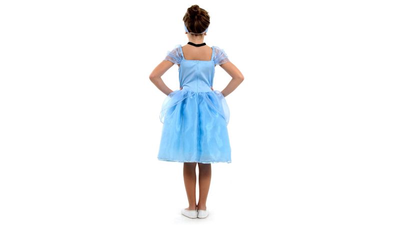 Vestido Cinderela Azul Princesa Disney Luxo Menina Infantil