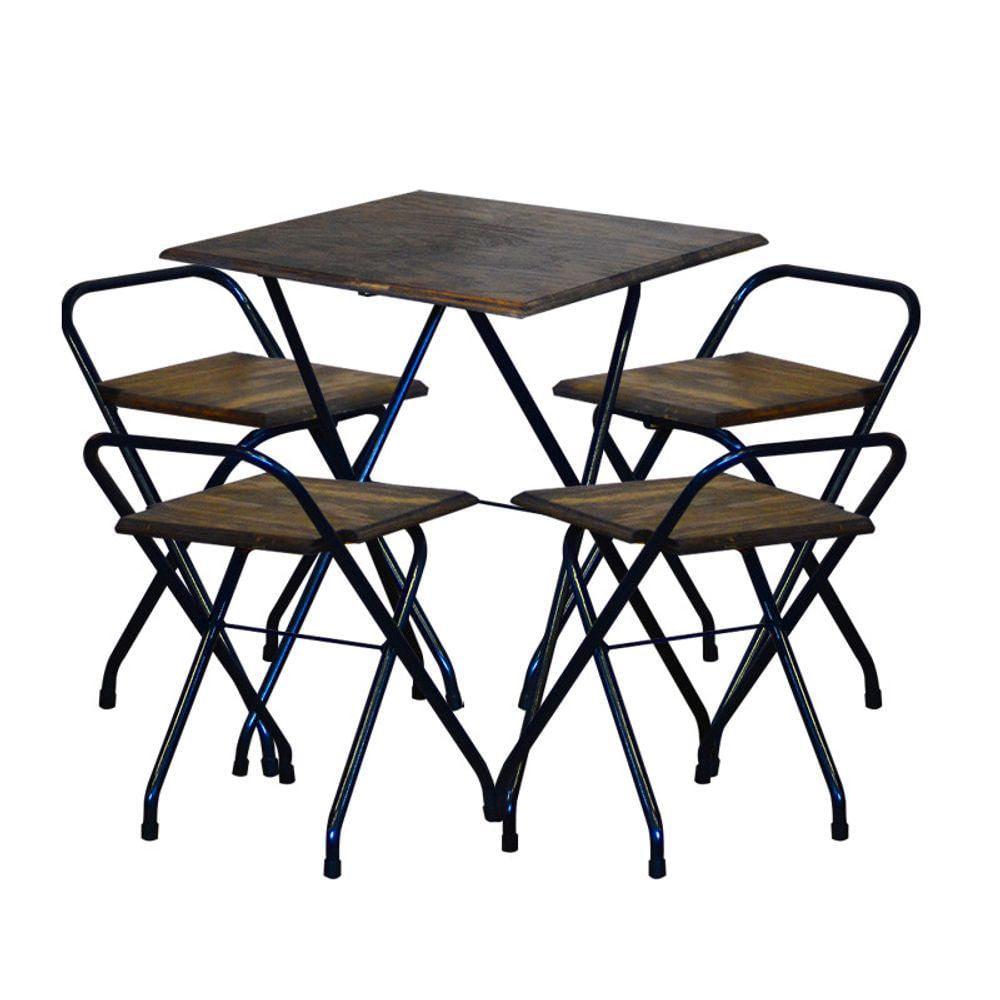 Conjunto de Mesa Bar MDB Decker Imbuia Madeira Dobrável com 4 cadeiras -  lojasbecker