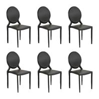 Kit 6 Cadeiras Decorativas Sala e Cozinha Karma Medalhão PVC Preta - Gran Belo