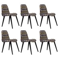 Kit 6 Cadeiras Decorativa Sala de Jantar Pés de Madeira Meyer Suede Colorido - Gran Belo