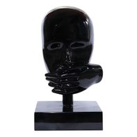 Escultura Decorativa Mascara Rosto Silêncio Preto - Gran Belo