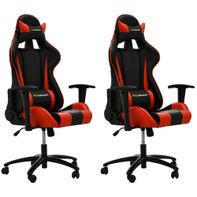 Kit 02 Cadeiras Gamer Reclinável com Regulagem de Altura PRO-V Sport PU Preto/Vermelho - Gran Belo