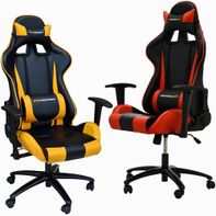 Kit 02 Cadeiras Gamer com Regulagem de Altura PRO-V Sport PU Preto/Vermelho e Amarelo - Gran Belo