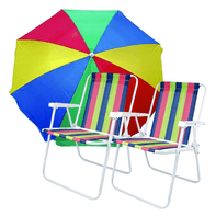 Kit 2 Cadeiras de Praia Alta com Guarda-sol 160cm Mor Sortido