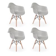 04 Cadeiras Charles Eames Wood Daw Com Braços Design Cinza