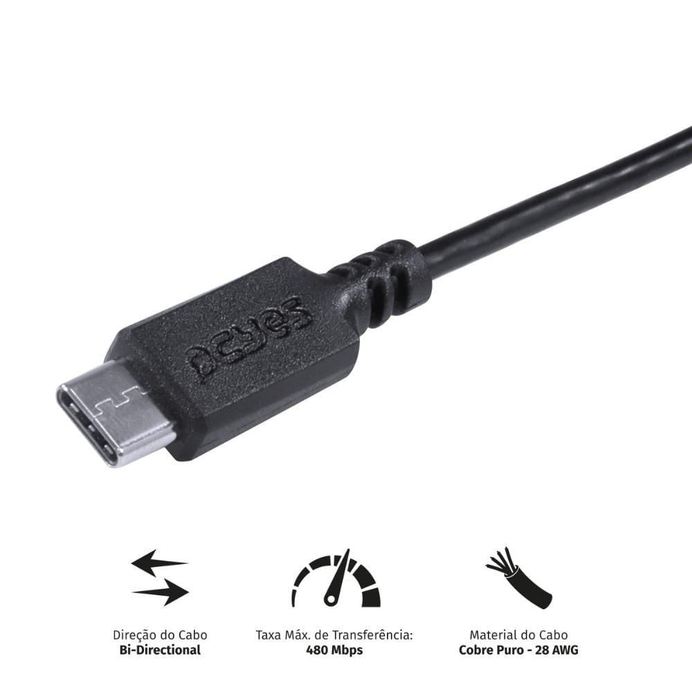 CABO USB-C PARA USB-A 2.0 BR 1 Metros - Grupo Discabos