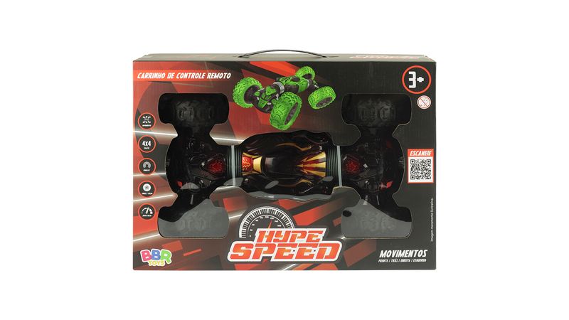 Carro Controle Remoto Corrida Hype Speed Vermelho - Bbr Toys