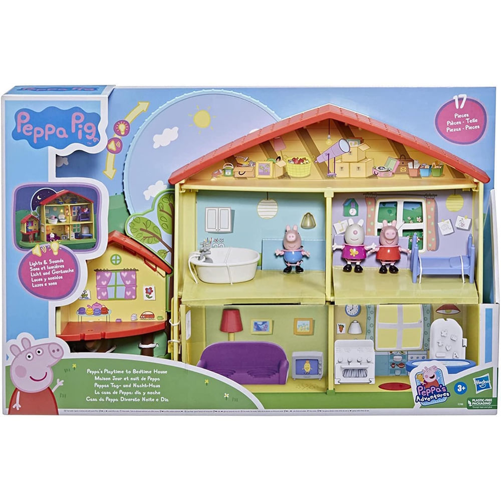 Playset Mini Figuras Casa da Peppa Diversão Noite e Dia Luzes e Som  Playskool - Casa & Vídeo