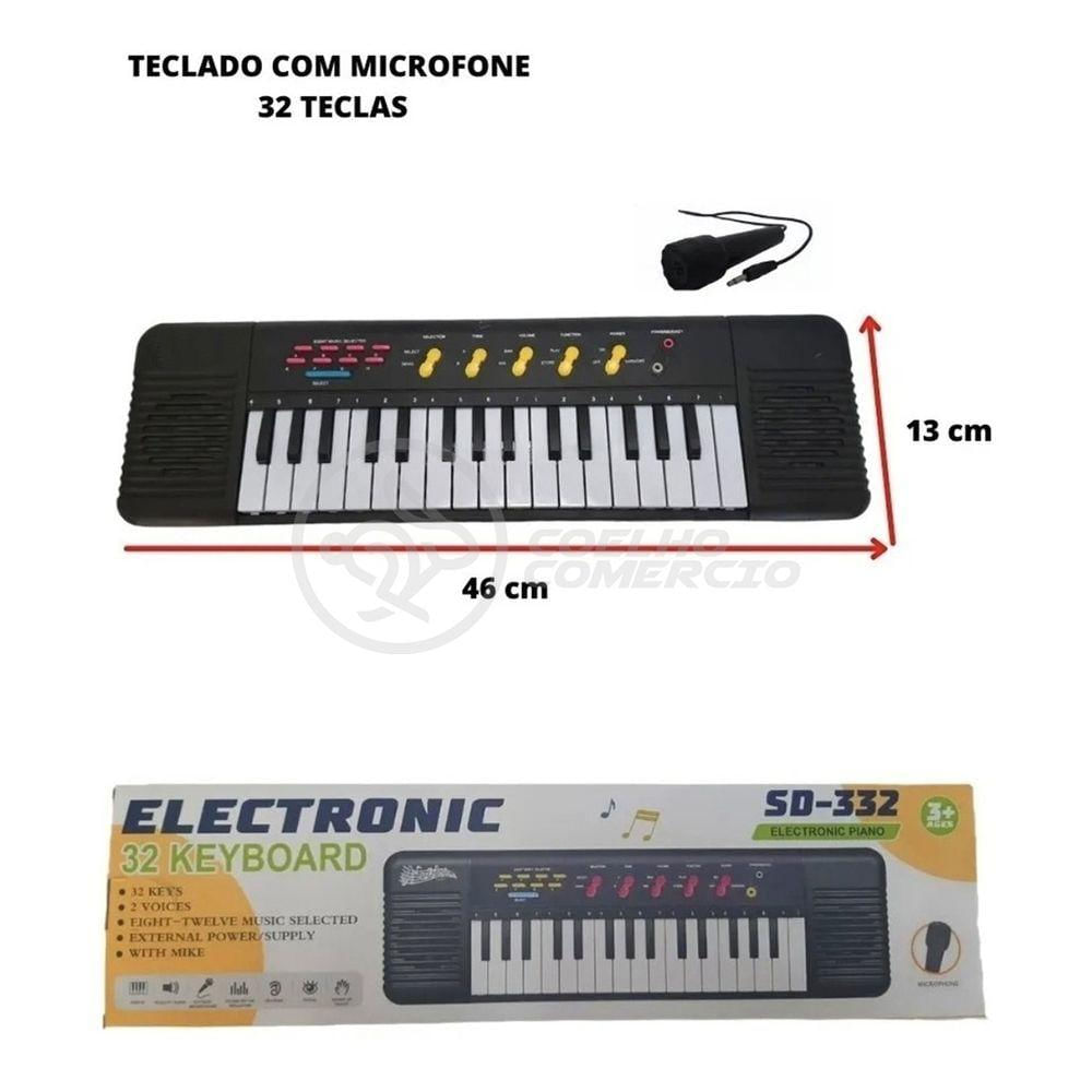 Mini Teclado Infantil 32 Teclas Musical Karaokê E Microfone - WebContinental
