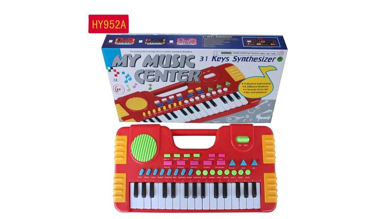 Teclado musical infantil piano musical com 31 teclas 8 sons e função  gravador infantil a pilhas pianinho bebe e crianças