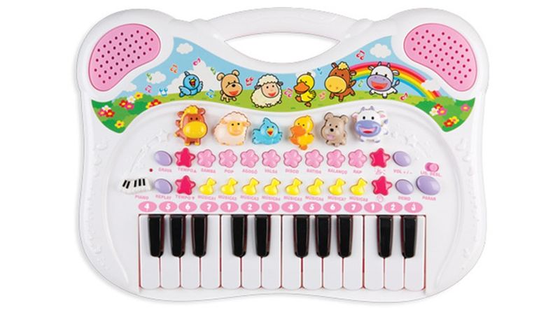 Teclado Infantil Rosa Piano de Brinquedo Vários Sons -Center - My