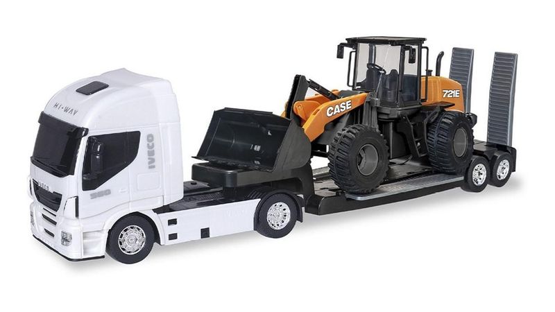 Caminhão De Brinquedo Iveco Plataforma Com Trator Case Usual no