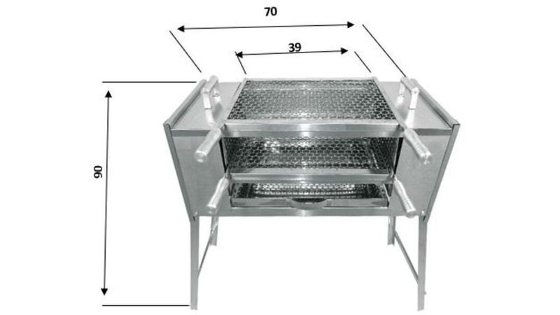 Churrasqueira a Carvão em Aço Inoxidável 430 70x40 cm