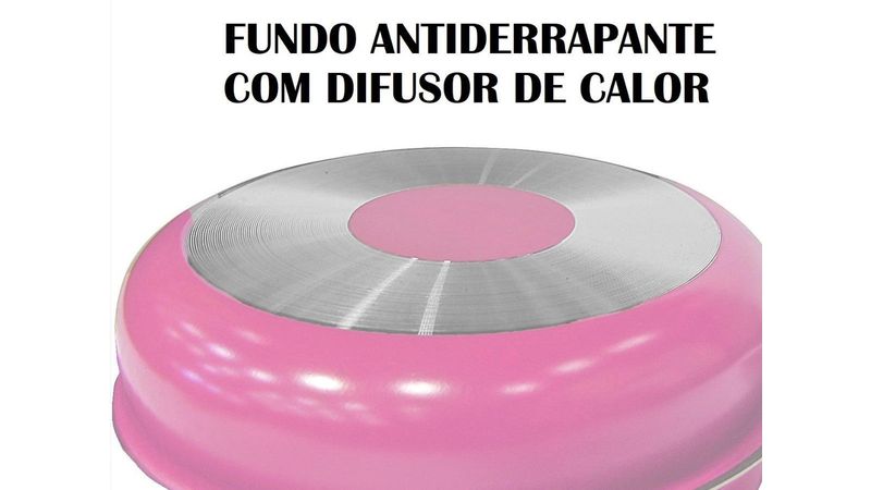 Jogo de Panelas 09 Peças Rosa Panela Antiaderente Cozinha c/ Tampa de Vidro  e Utensílios