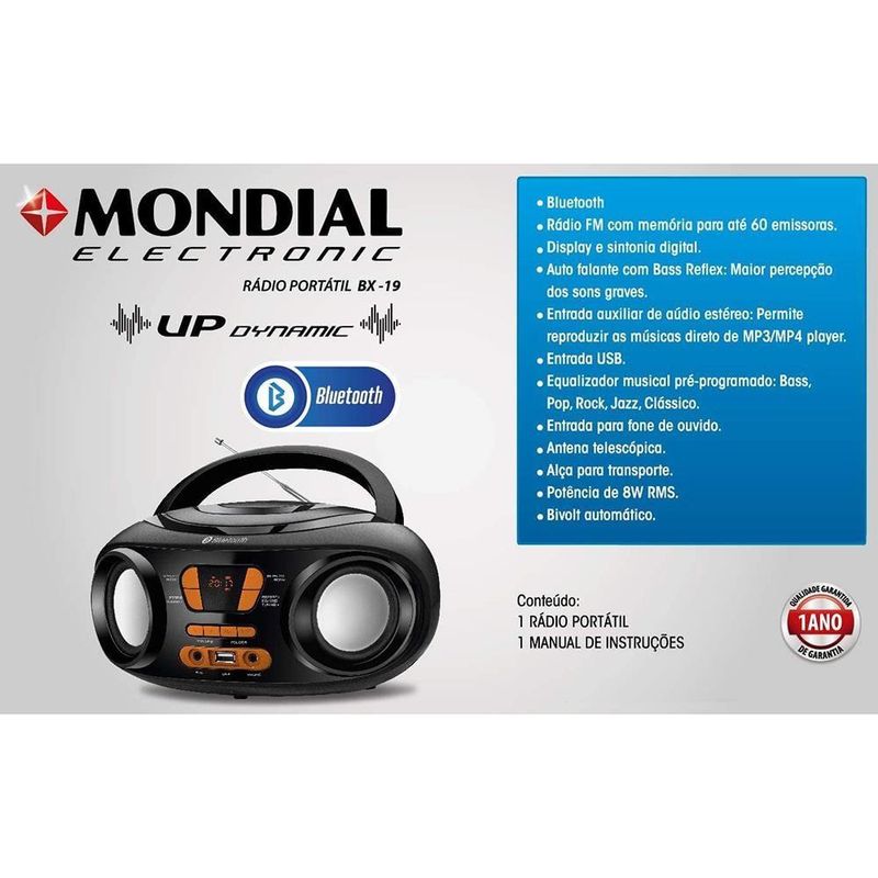 Radio-Portatil-Mondial-Up-Dynamic-BX-19-8WRMS-com-Entrada-USB-Preta-e-Laranja-1660519d