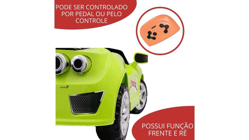 Mini Carro Elétrico Infantil Com Controle Remoto Verde, Importway