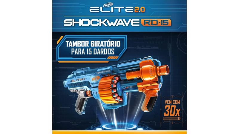 Lança Dardos Ner Elite Schockwave RD-15 Giratório para 15 Dardos E9531 -  Hasbro