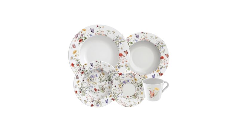 Aparelho de Jantar Tramontina Ana Clara em Porcelana Decorada 20 Peças - Aparelho  de Jantar Tramontina Ana Clara em Porcelana Decorada 20 Peças - Tramontina