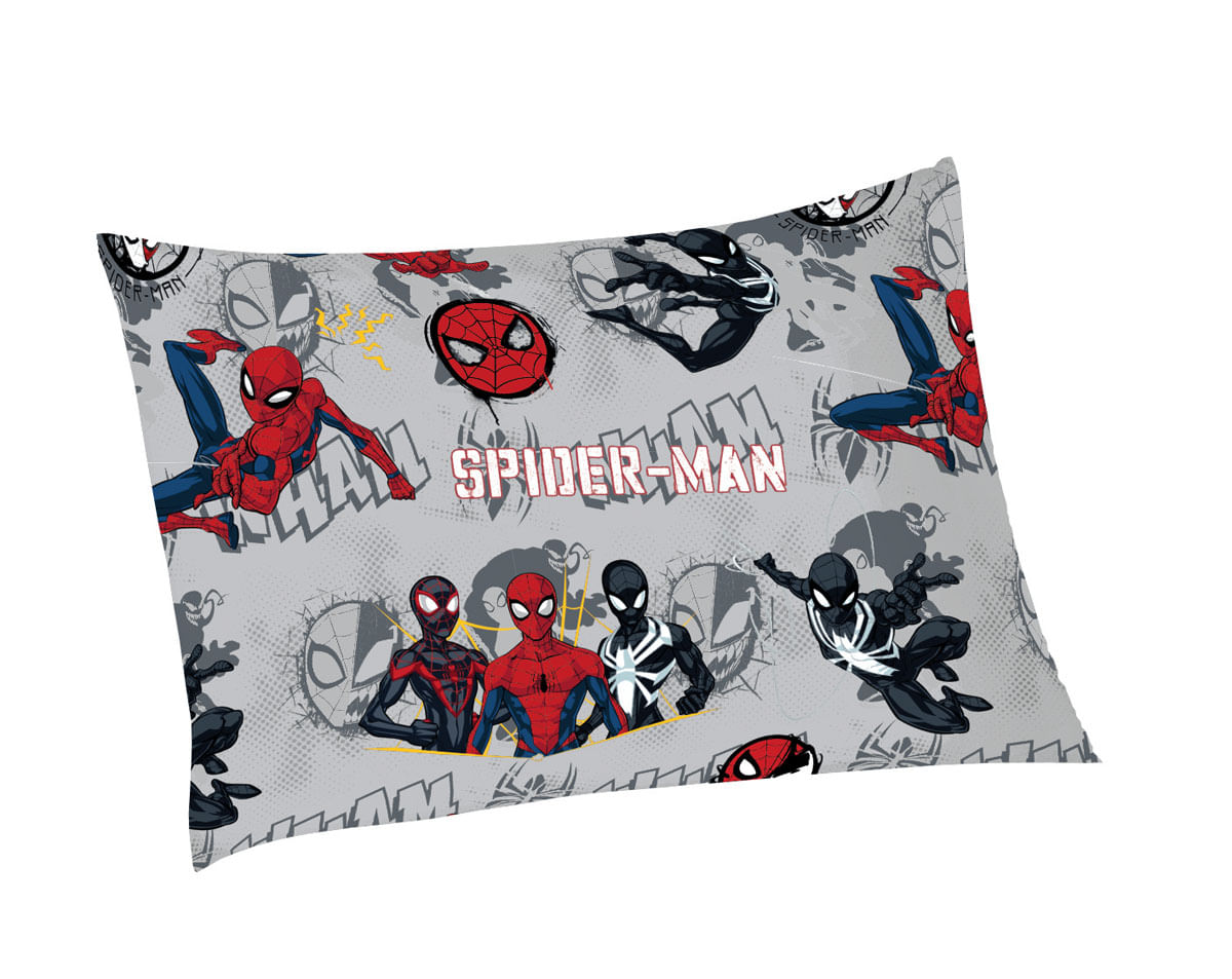 Jogo de Cama Infantil Solteiro Homem Aranha 2 Peças Marvel Cinza