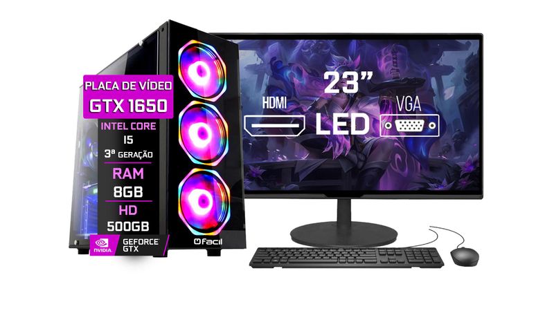 Pc Gamer Completo i5 8gb HD 500 Placa De Video Monitor