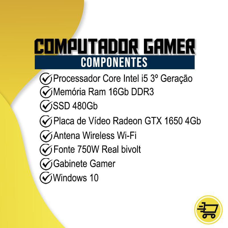 Pc Gamer Darius Completo I5 3ºGer. GTX 1650 16GB SSD 480GB com o Melhor  Preço é no Zoom