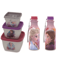 Kit  potes Frozen, uma  garrafa vintage Frozen e uma Anna