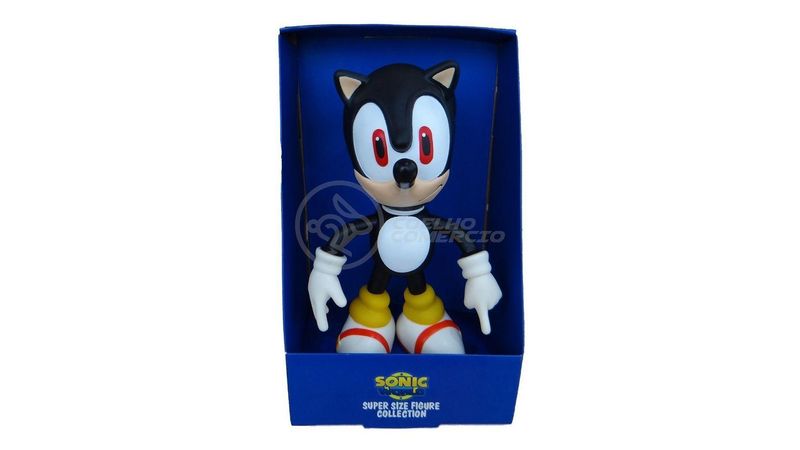 Boneco Sonic Preto Vinil Articulado 23cm Fica Em Pé Sega