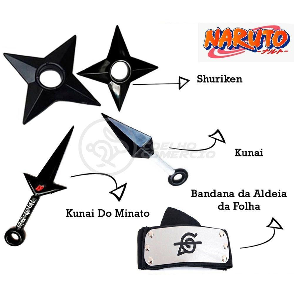 kit Bandana Naruto aldeia da folha Renegado, Kunai, Shuriken