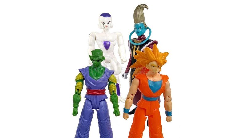 4 Bonecos Dragon Ball Articulado Piccolo Whis Goku Freeza