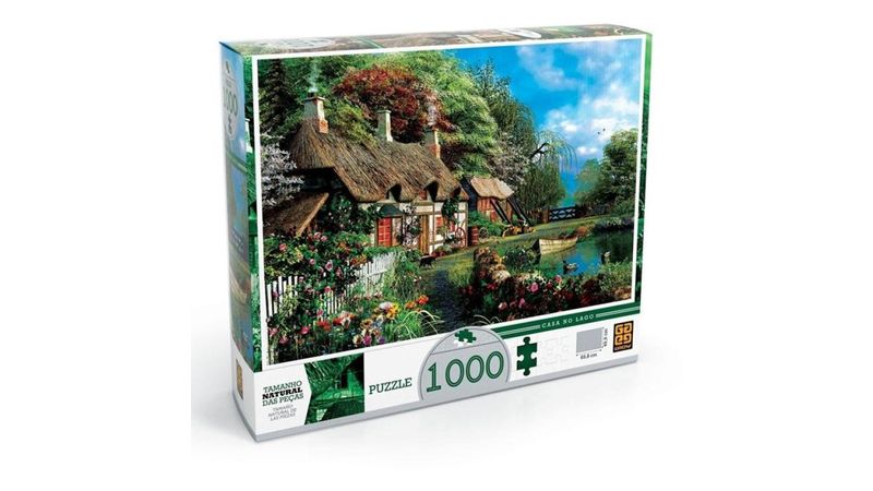 Quebra-Cabeça Puzzle Grow 1000 peças Casa no Lago - Quebra-Cabeça