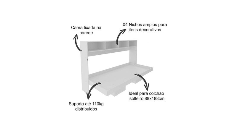 Cama Multifuncional Juvenil Articulada Dobrável CM8020 - Tecno Mobili