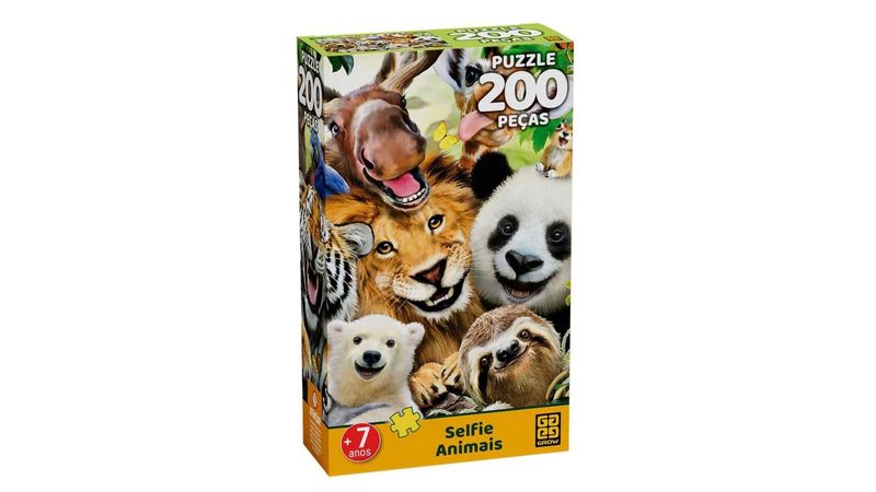 Quebra Cabeça - Puzzle 200 Peças Selfie Animais - 4432 - Grow - Real  Brinquedos