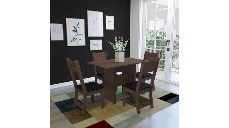 Conjunto Mesa de Jantar e 4 Cadeiras Karla Indekes