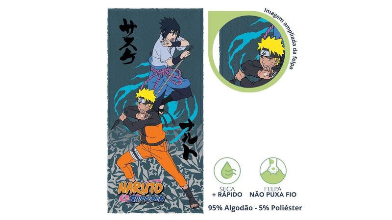 Toalha de Banho Lepper Infantil Felpuda Naruto