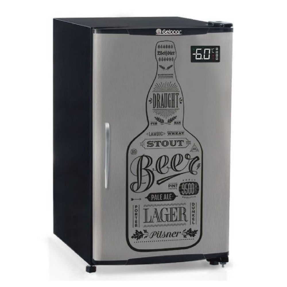 Menor preço em Cervejeira Gelopar Frost Free 112 Litros Porta Cega Adesivada Inox e Preta 110V GRBA-120 GW
