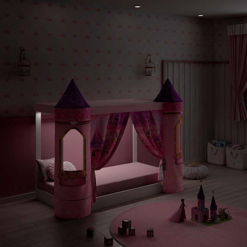 Cama Infantil Casa de Boneca com Cama Auxiliar e Luz/LED Pura